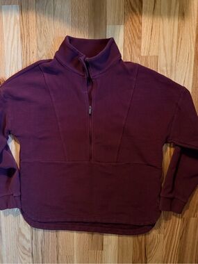 Women's Half-Zip Pullover Top - Deep Plum